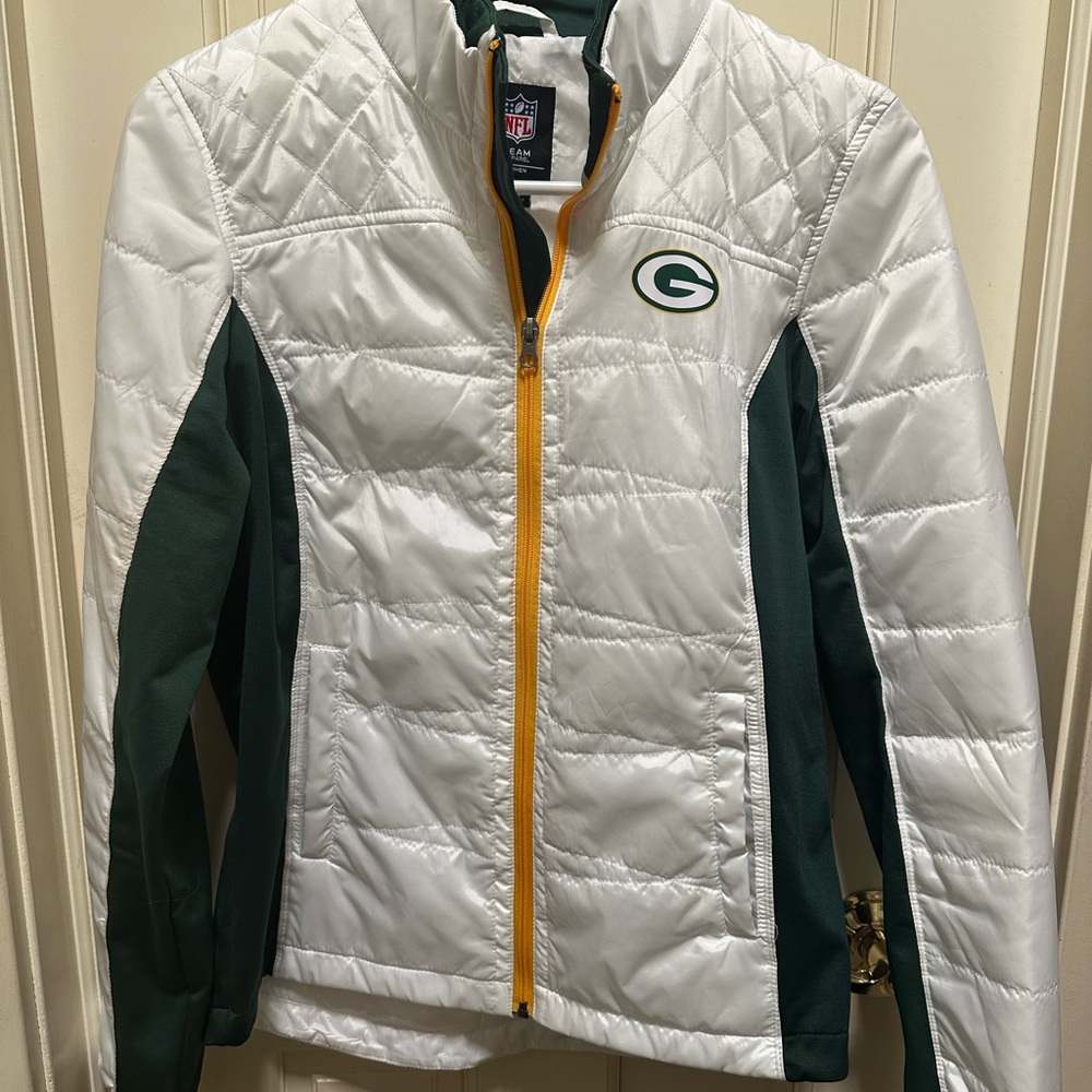 Official NFL Packers White and Green Jacket